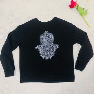 Black Sweatshirt with Intricate Hand Design